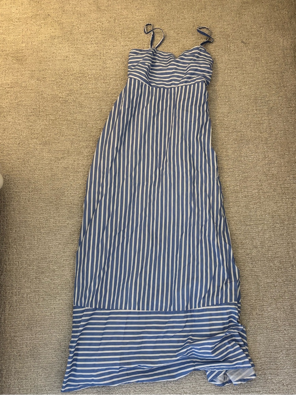 T.J.Maxx Blue and White Striped Maxi Dress